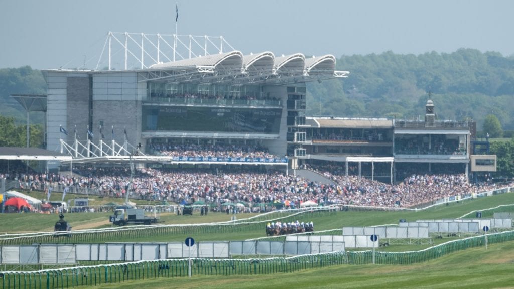The Crowd and Grandstand at Newmarket Racecourse