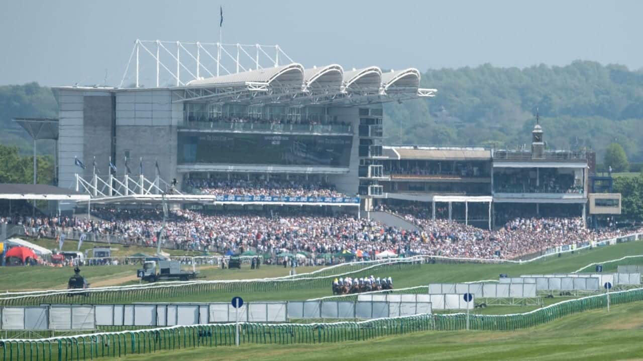 The Crowd and Grandstand at Newmarket Racecourse