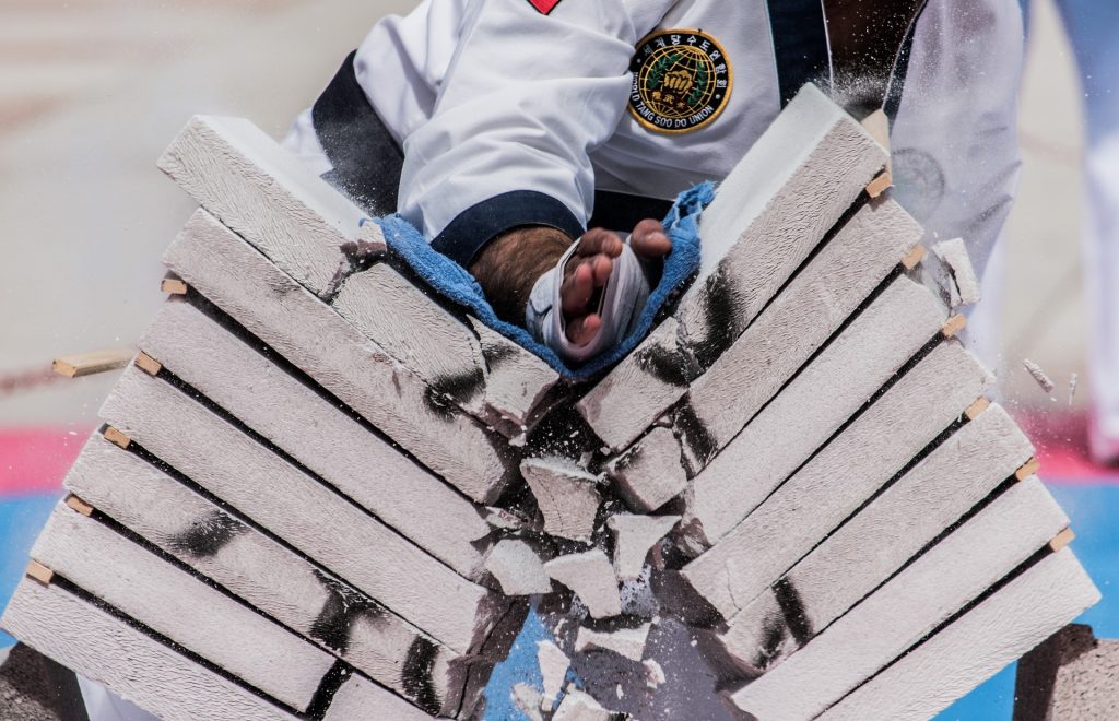 A Karate Chop Through a stack of Concrete Blocks